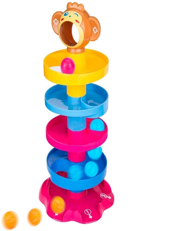 KITMEER 5 Layer Ball Drop and roll Swirling Tower for Baby and Toddler Stack, Drop and go Ball ramp Toy Set Includes 3 Spinning Acrylic Activity Balls- Multi Color - Image 1